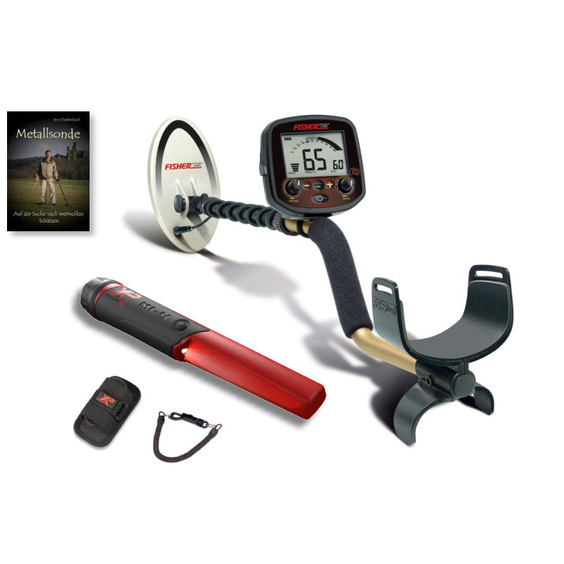 Metalldetektor Fisher F19 mit Goldsuchspule & Pinpointer MI-4 & Schatzsucherhandbuch