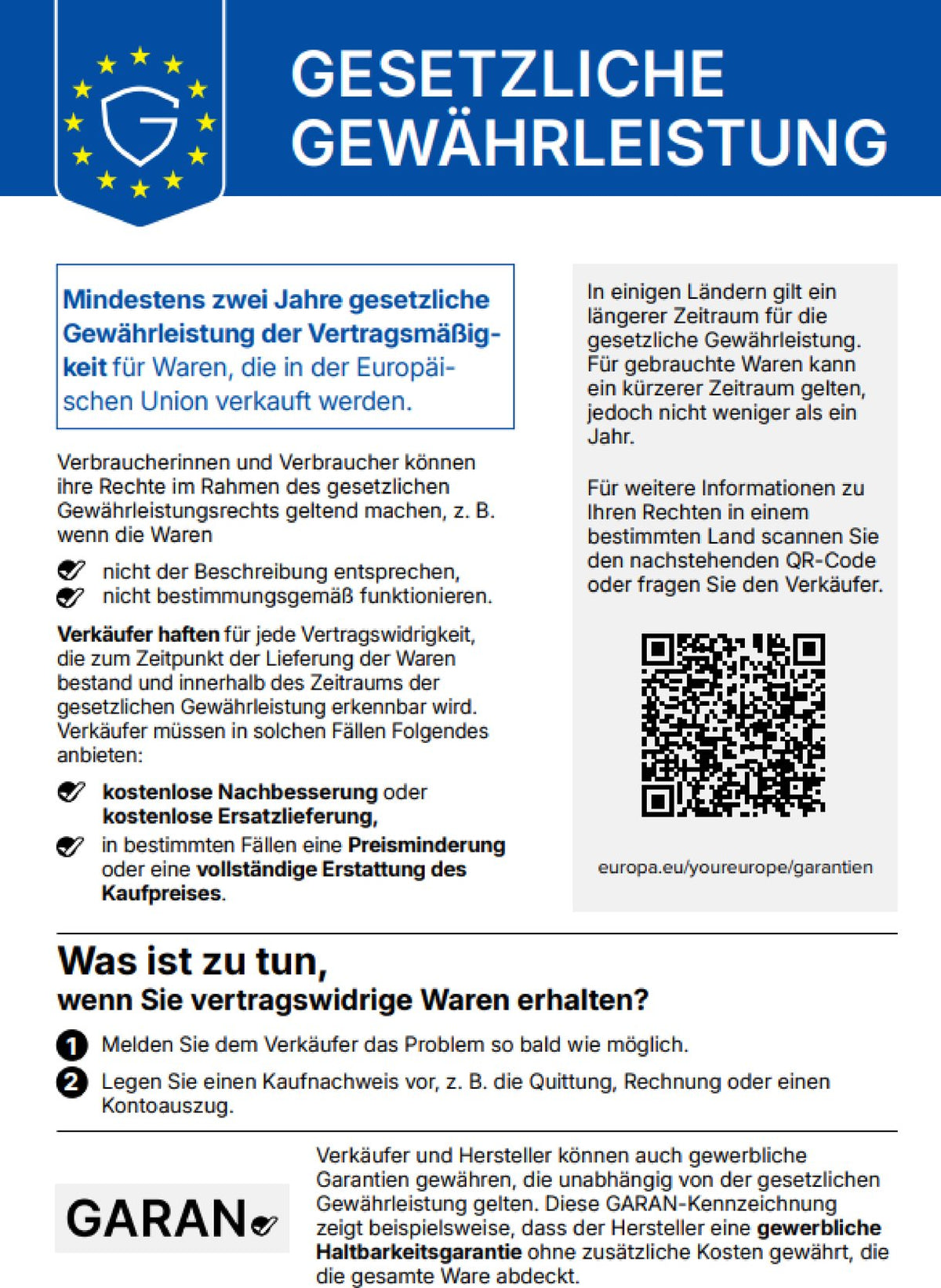 Gewährleistungslabel
